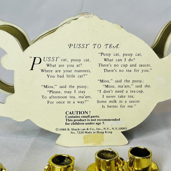 Vintage Miniature 20 Piece Toy Tea Pot Set Box PUSS TO TEA Shackman 6-Setting - Picture 4 of 11